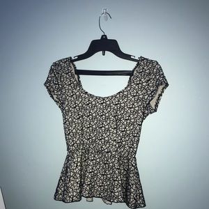 Black and White Blouse with Bow.